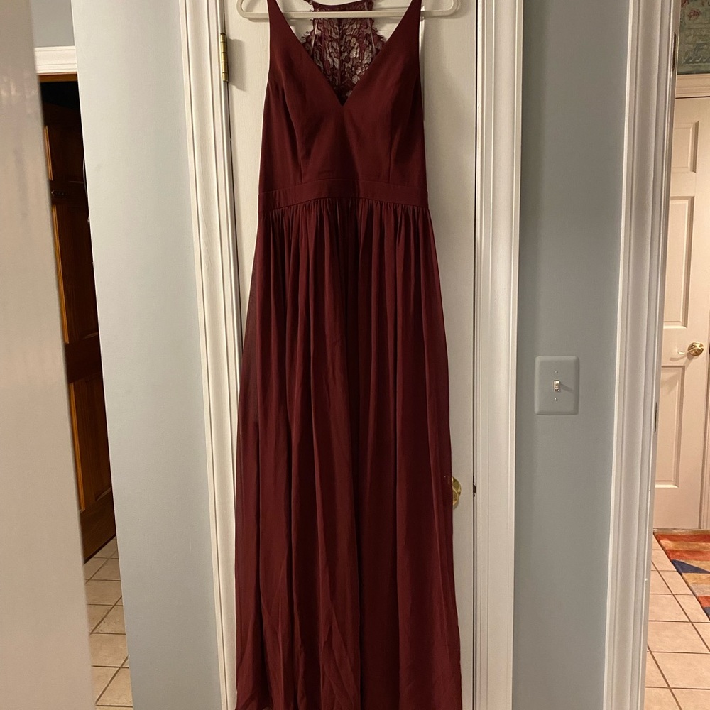 Lulus Love Spell Burgundy Lace-Back Maxi Dress, Size XL